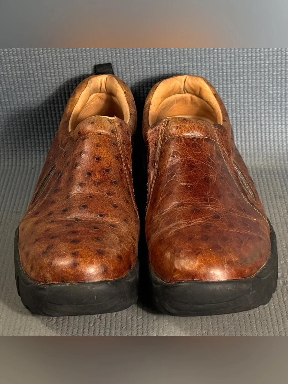 Roper Faux Ostrich Performance Slip On Brown Casual‎ Shoes Men’s Size 11